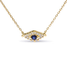 10K Yellow Gold Blue Sapphire and Diamond Accented Evil Eye 18" Inch Pendant Necklace (H-I Color, I1-I2 Clarity)-1