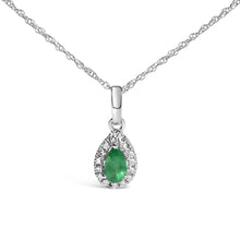 10K White Gold 5x3mm Gemstone and Diamond Accent Halo Pear Shape 18" Pendant Necklace (I-J Color, I1-I2 Clarity)-4