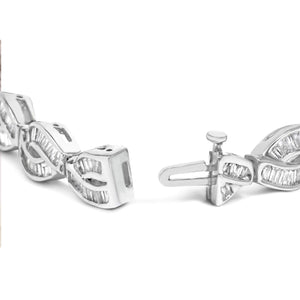 14K White Gold 2.00 Cttw Channel Set Baguette Diamond Vintage Style Link Bracelet (G-H Color, SI1-SI2 Clarity) - 7.25