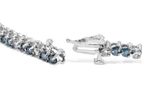 14K White Gold White And Treated Blue Diamond Bracelet (4 5/8 cttw, H-I Color, I1-I2 Clarity)