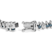 14K White Gold Round-Cut white and Blue Diamond Fashion Bracelet (3.70 cttw, H-I Color, SI1-SI2 Clarity)
