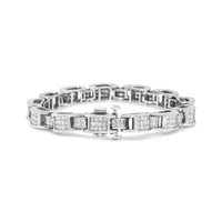 14K White Gold 5.0 Cttw Princess Cut Diamond Invisible Set Alternating Size D Shaped Links Tennis Bracelet (H-I Color, SI2-I1 Clarity) - 7”