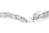 14K White Gold 2-1/2 Cttw Round-Brilliant & Baguette Cut Diamond 7