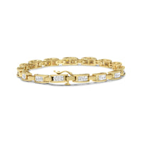 10K Yellow Gold 2.0 Cttw Invisible-Set Princess Cut Diamond Rectangular Link Bracelet (I-J Color, SI2-I1 Clarity) - 7