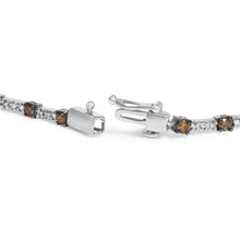 14k White Gold 2 1/4 Cttw Champagne Diamond Bar Link 7" Bracelet (Champagne Color, I1-I2 Clarity)-1