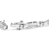 14K White Gold 2.0 Cttw Princess and Round Diamond Bar and Link Bracelet (I-J Color, I1-I2 Clarity) - 7.25
