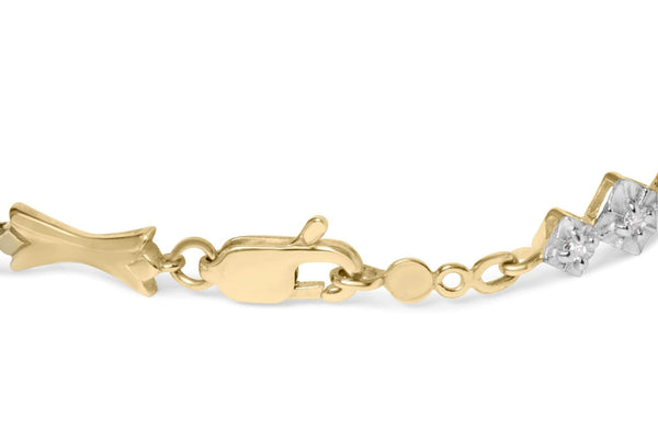 10k Gold 1/3 Cttw Diamond Miracle Set Alternating Bar and Link Bracelet (I-J Color, I1-I2 Clarity) - 7.75