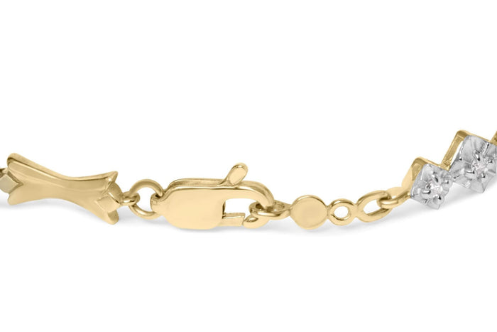 10k Gold 1/3 Cttw Diamond Miracle Set Alternating Bar and Link Bracelet (I-J Color, I1-I2 Clarity) - 7.75
