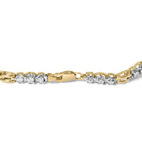 10k Yellow Gold 1.00 Cttw Diamond 3 Stone Link Bracelet (I-J Color, I1-I2 Clarity) -7.25