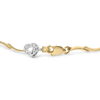 10k Two-Tone Gold 1/3 Cttw Diamond Pave Set Heart S-Link 7.25