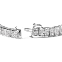 14K Gold 5.00 Cttw Square Princess Cut White Diamond Rectangular Invisible Set Link Tennis Bracelet (H-I Color, SI2-I1 Clarity) - 7.5” Inches