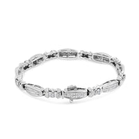 14K White Gold 2.0 Cttw Channel-Set Alternating Baguette and Princess-Cut Diamond Link Bracelet (H-I Color, SI2-I1 Clarity) - Size 7