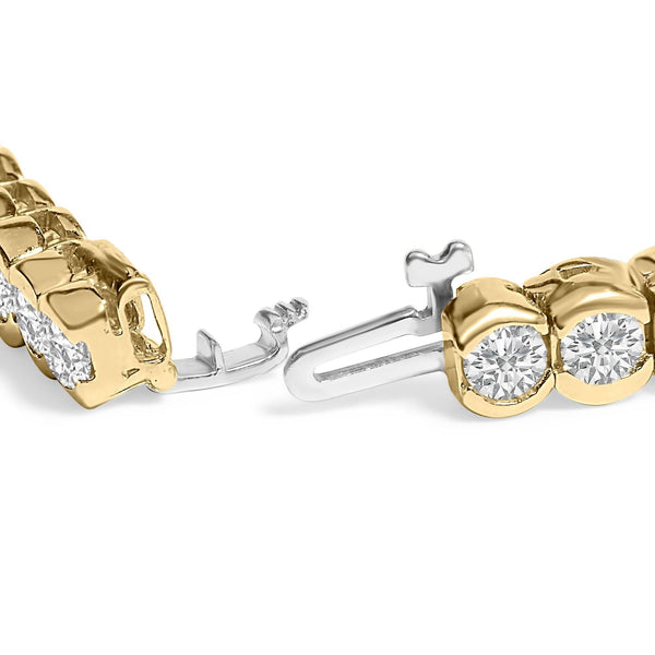 14K Yellow Gold 8.00 Cttw Half Bezel Set Diamond Tennis Bracelet (H-I Color, SI2-I1 Clarity) - 7