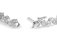 14K White Gold 2.00 Cttw Diamond Cluster and Spiral Link Bracelet (I-J Color, I1-I2 Clarity) - 7