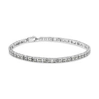 .925 Sterling Silver 1.0 Cttw Diamond Square Hybrid Link 7