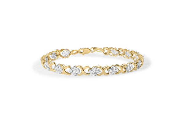 10K Yellow Gold 1.00 Cttw Diamond 5 Stone Floral Cluster and 