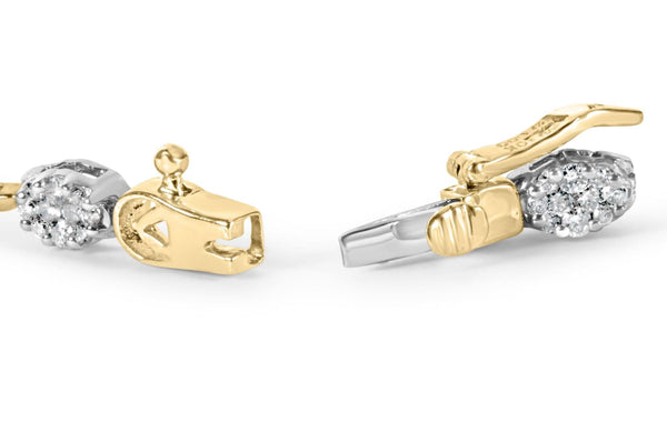 10K White and Yellow Gold 1.00 Cttw Diamond Oval Shaped Cluster Link  Bracelet (I-J Color, SI2-I1 Clarity) - 7