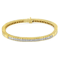 14K Yellow Gold 1-1/10 Cttw Princess & Baguette Cut Diamond 7