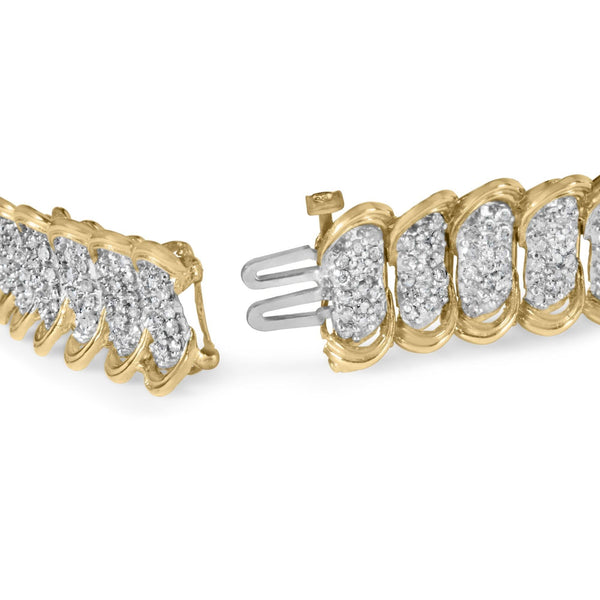 10K Yellow Gold 4.00 Cttw Pave Diamond Classic Link 7