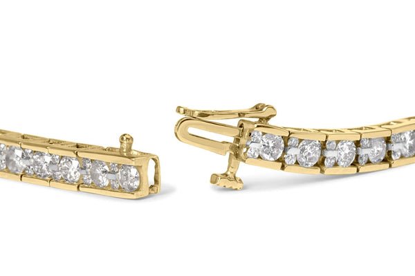 10K Yellow Gold 4.00 Cttw Channel Set Round Diamond Tennis 7