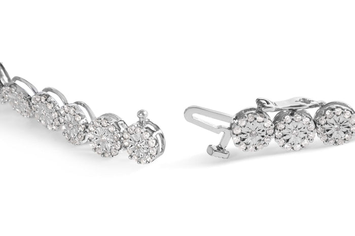 14K White Gold 2.00 Cttw Diamond Halo Link Tennis Bracelet (H-I Color, I1-I2 Clarity) - 7
