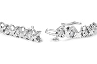 10K White Gold 1 1/2 Cttw Diamond Alternating Diamond and X-Link 7.5