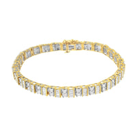 10K Yellow Gold 4.0 Cttw Alternating Baguette & Round Cut Diamond Bezel- & Prong-Set 7