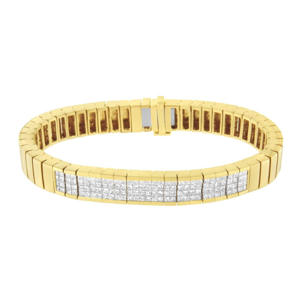14K Yellow Gold 3 5/8 cttw Invisible Set Princess-Cut Diamond ID Tennis Bracelet (I-J Color, SI1-SI2 Clarity) - Size 7