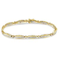 14K Yellow Gold 1-1/2 Cttw Round Brilliant-Cut & Baguette Cut Diamond Bezel and Tapered Link 7