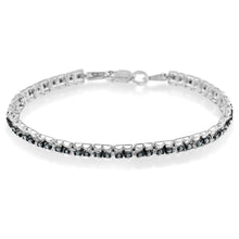 Black Rhodium over .925 Sterling Silver 1.0 Cttw Rose Cut Diamond Double-Link 7" Tennis Bracelet (Blue Color, I1-I2 Clarity)-1