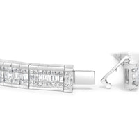 14K White Gold 7 7/8 Cttw Princess and Baguette Diamond Eternity Line Tennis Bracelet (G-H Color, SI1-SI2 Clarity) - 7