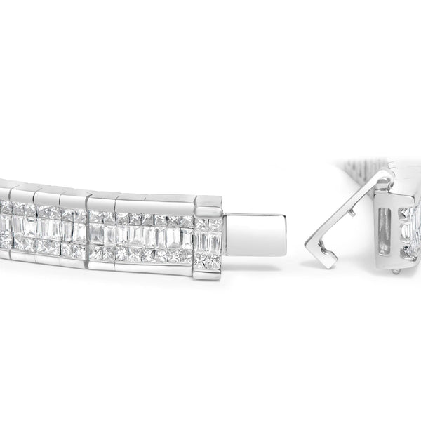 14K White Gold 7 7/8 Cttw Princess and Baguette Diamond Eternity Line Tennis Bracelet (G-H Color, SI1-SI2 Clarity) - 7