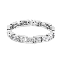14K White Gold 10 5/8 Cttw Diamond Panel Link Bracelet  - 7