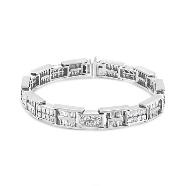 14K White Gold 10 5/8 Cttw Diamond Panel Link Bracelet  - 7