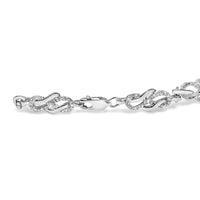 .925 Sterling Silver 1.0 Cttw Diamond Infinity Loop and Swirl Link Bracelet (I-J Color, I2-I3 Clarity) - 7.25