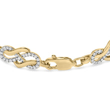 14K Yellow Gold Plated .925 Sterling Silver 1.0 Cttw Diamond Infinity Loop and Swirl Link Bracelet-1