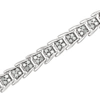 10k White Gold 2 cttw Diamond Fan-Shaped Link Tennis Bracelet (I-J Clarity, I3 Color) - Size 7.25