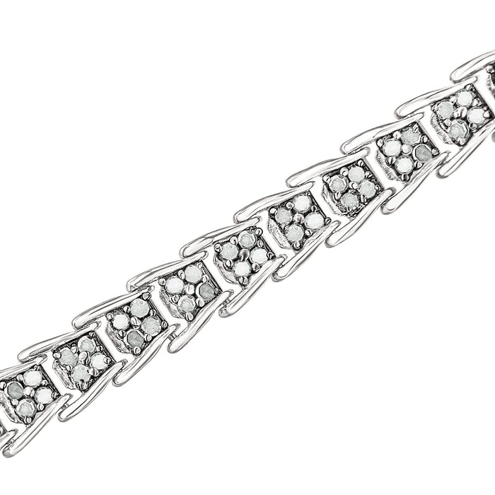 10k White Gold 2 cttw Diamond Fan-Shaped Link Tennis Bracelet (I-J Clarity, I3 Color) - Size 7.25