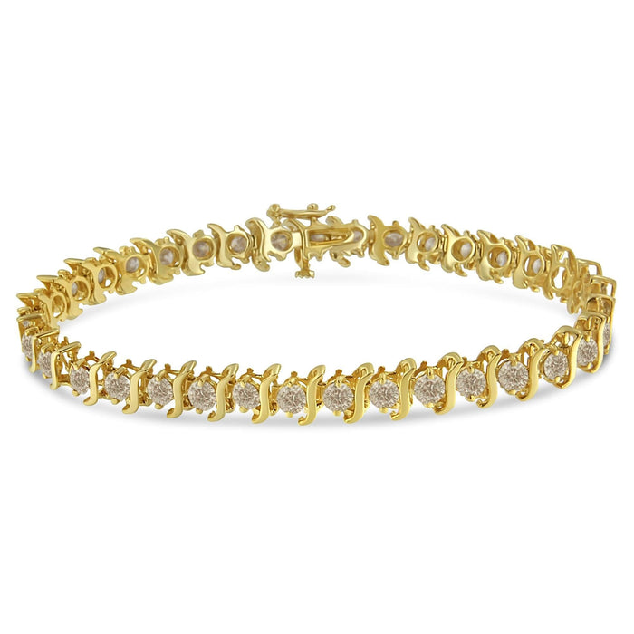 10K Yellow Gold Plated .925 Sterling Silver 7.0 cttw 2-Prong Set Round Brilliant Cut Diamond 