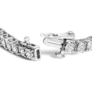 14K White Gold 3.0 Cttw Lab Grown Diamond Illusion-Set Miracle Plate Tennis Bracelet (F-G Color, VS1-VS2 Clarity) - Size 7.25