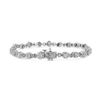 .925 Sterling Silver 1.0 Cttw Diamond Swirl Beaded Link Bracelet (I-J Color, I3-Promo Clarity) - 7.25