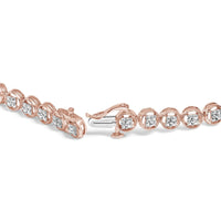 .925 Sterling Silver 1/10 Cttw Diamond Open Circle Beaded Wheel Link Tennis Bracelet (I-J Color, I3 Clarity) - 7.25