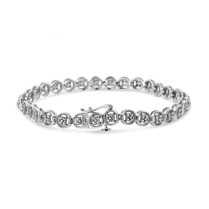 .925 Sterling Silver 1/10 Cttw Diamond Open Circle Wheel Link 7
