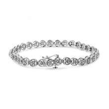 .925 Sterling Silver 1/10 Cttw Diamond Open Circle Wheel Link 7" Tennis Bracelet (I-J Color, I2-I3 Clarity)-4