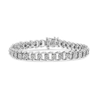 .925 Sterling Silver 1/2 Cttw Diamond Miracle-Set Double Swoosh Wave Style 7