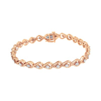 .925 Sterling Silver 1/4 Cttw Diamond Miracle-Set Teardrop Shaped 7” Link Bracelet (I-J Color, I3 Clarity)
