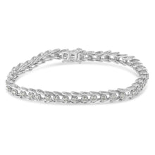 Sterling Silver Rose-cut Diamond Wave link Bracelet (1 cttw, I-J Color, I3 Clarity)-1