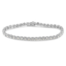 .925 Sterling Silver 1.0 Cttw Diamond Miracle-Set Square Milgrain 7" Link Tennis Bracelet (I-J Color, I3 Clarity)-1