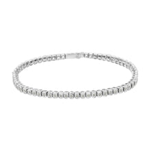 .925 Sterling Silver ½ Cttw Miracle-Set Diamond Round Half Bezel 7” Tennis Bracelet (I-J Color, I2-I3 Clarity)-1