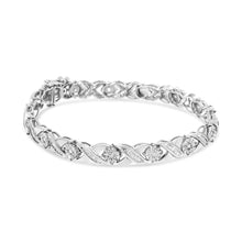 .925 Sterling Silver 1.0 Cttw Round-Brilliant and Baguette Cut Diamond Miracle-Set X-Link 7" Tennis Bracelet (I-J Color, I2-I3 Clarity)-1